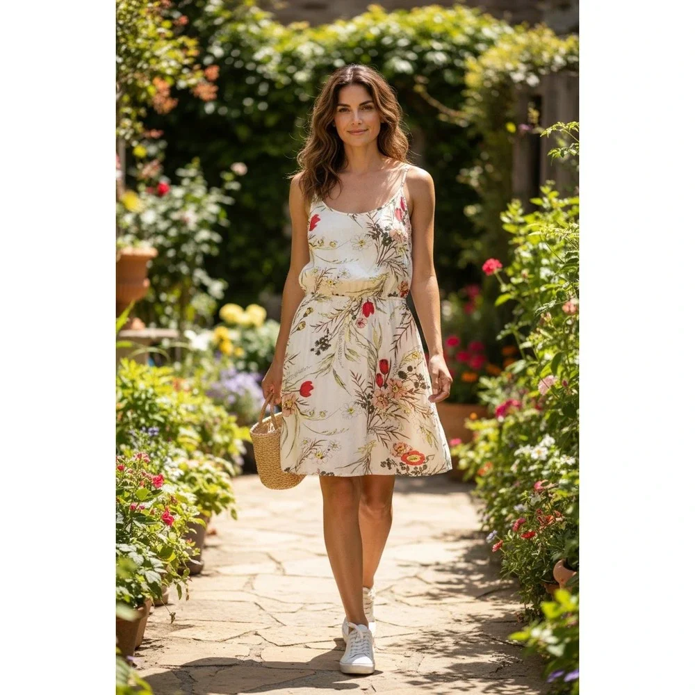 Old Navy Floral Sundress Size M Elastic Waist‎ Cottagecore Boho Casual Summer